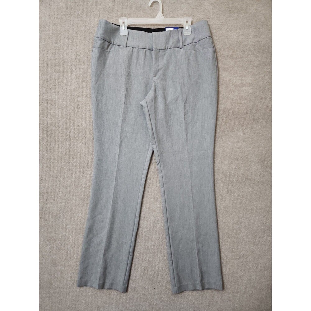 Apt 9 Bootcut Dress Pants Womens 14 Long Gray Pattern Tummy Control Stretch NEW